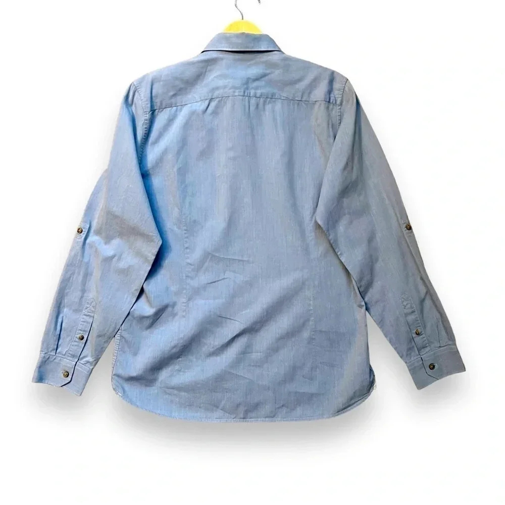 Ted Baker Chambray Blue Casual Button Front Shirt Men’s Size Large - Picture 5 of 10